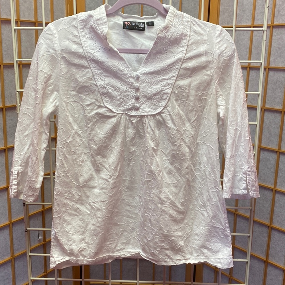 The Webster Miami White Blouse with Pockets Size M